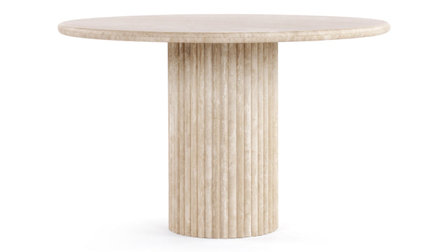 Saturn - Saturn Round Pedestal Dining Table, Travertine, 47in