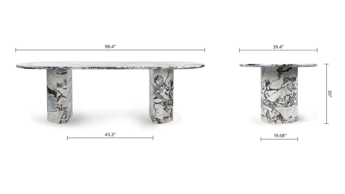 Dante - Dante Dining Table, Modellato Marble, 98in