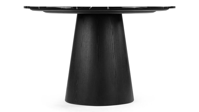 Pluto - Pluto Round Dining Table, Black Marble, 47in
