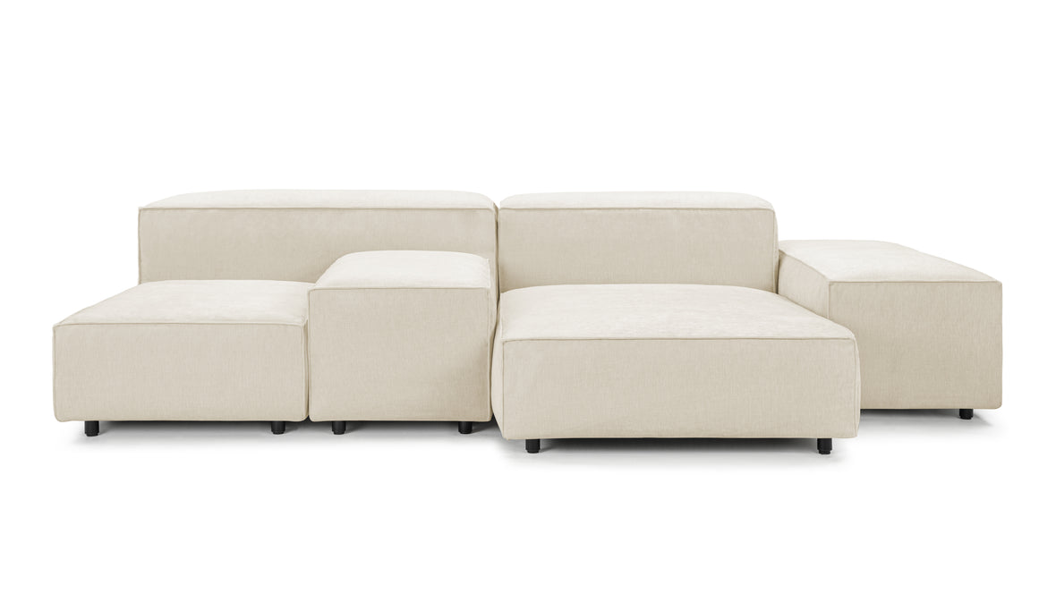 Extrasoft - Extrasoft Sectional Sofa, Combination 1, Left, Ivory Chenille