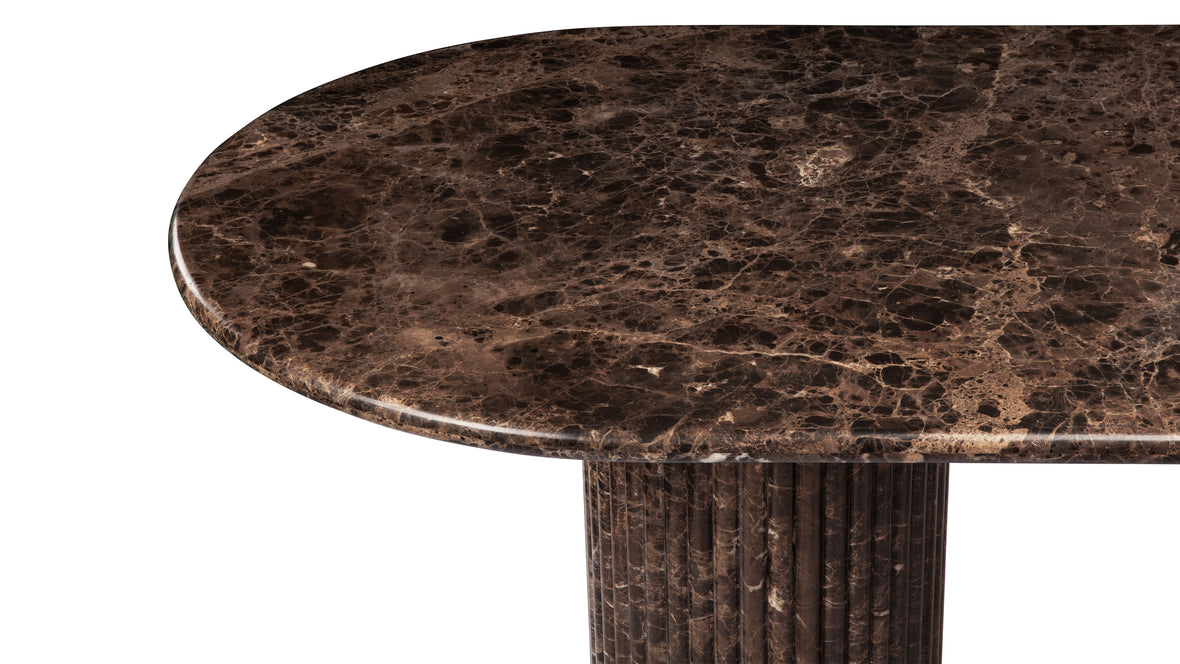 Saturn - Saturn Oval Dining Table, Dark Emperador Marble, 98in