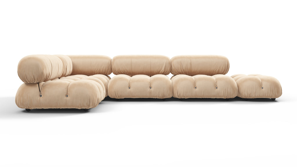 Belia Sectional, Left Corner, Ecru Velvet 