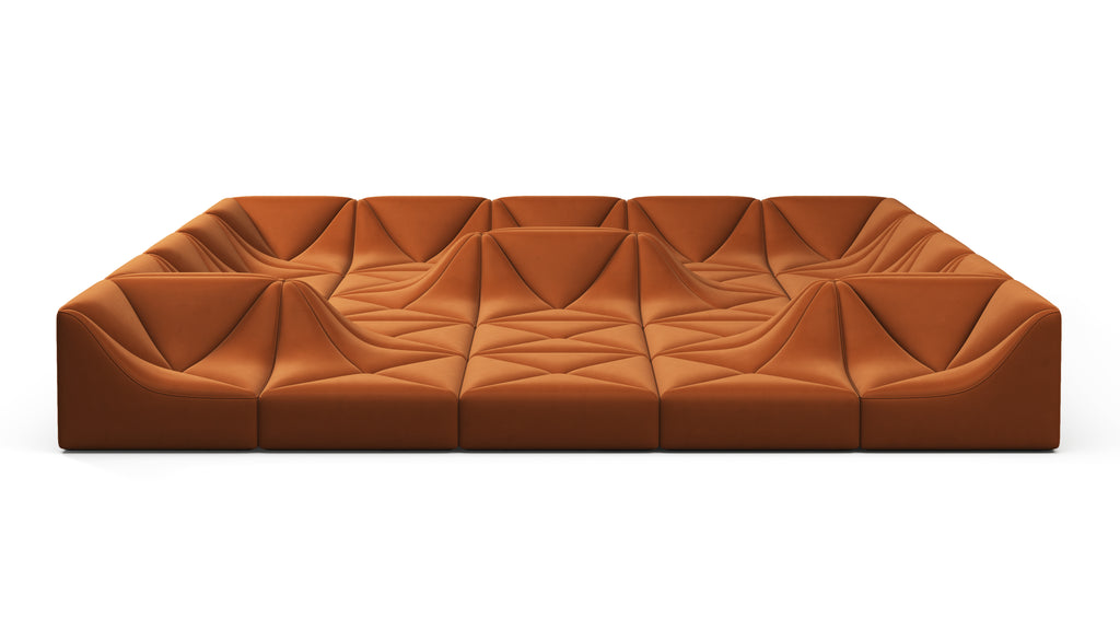 Wave Sectional Sofa, Extra Large, Burnt Orange Velvet Interior Icons