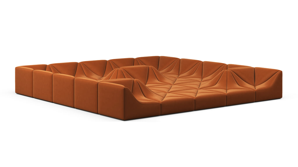 Wave Sectional Sofa, Extra Large, Burnt Orange Velvet Interior Icons