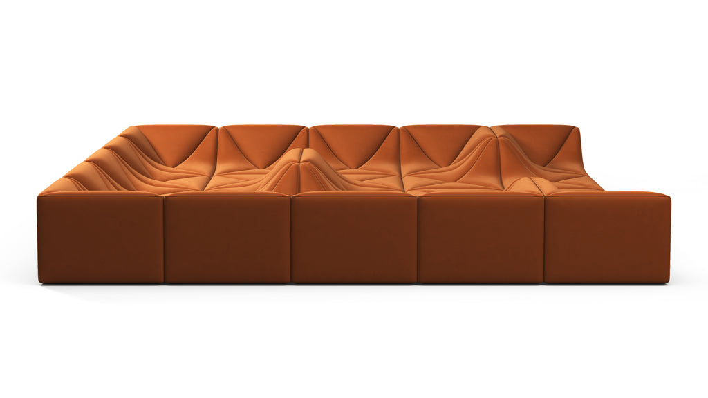 Wave Sectional Sofa, Extra Large, Burnt Orange Velvet Interior Icons