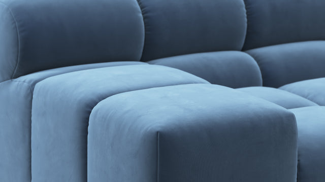 Tufted - Tufted Sectional, Small, Left Chaise, Aegean Blue Velvet