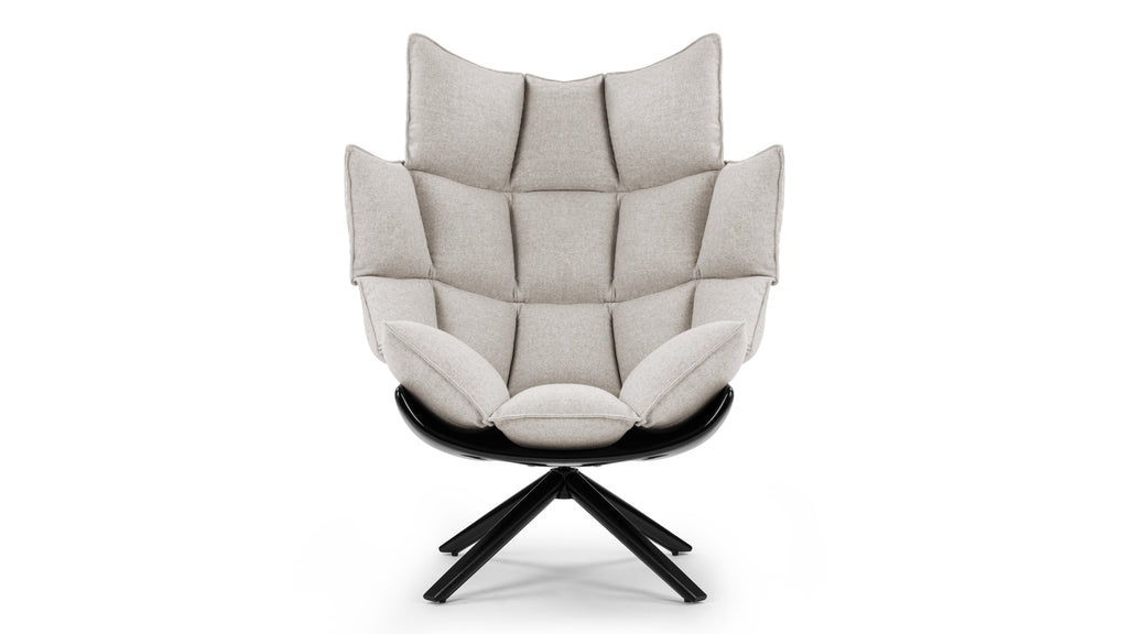 Husk High Back Lounge Chair, Wheat Gray Cashmere Wool