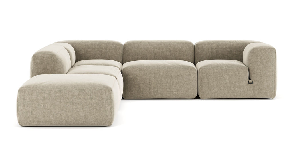 Mattoni Sectional Sofa, Left Corner, Beige Gray Chenille Interior Icons