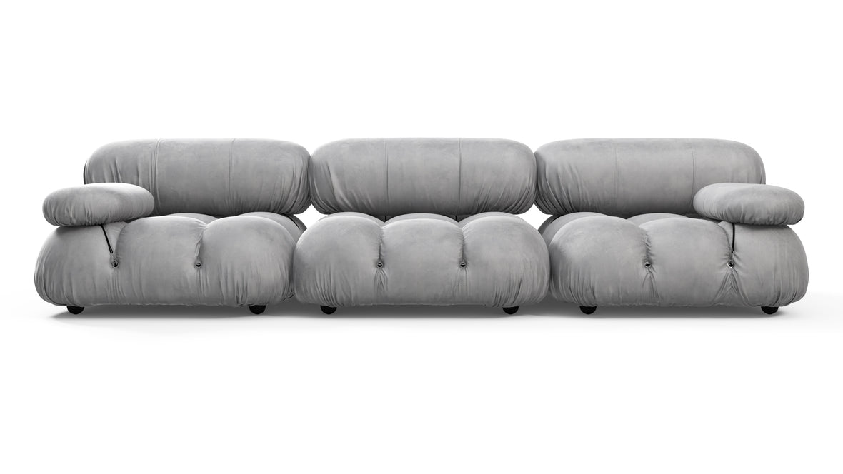 Belia - Belia Three Seater Sofa, Light Gray Velvet