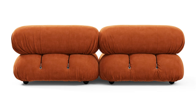 Belia - Belia Two Seater Sofa, Apricot Velvet