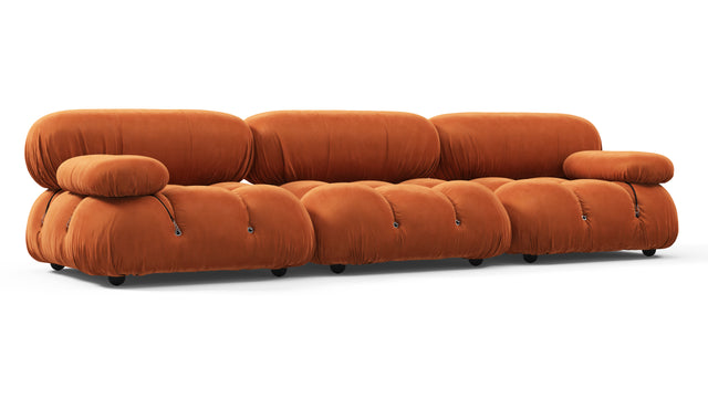 Belia - Belia Three Seater Sofa, Apricot Velvet