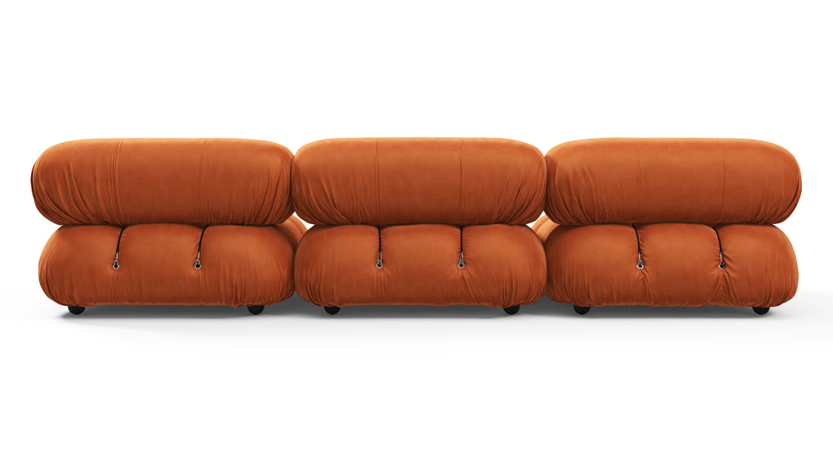 Belia - Belia Three Seater Sofa, Apricot Velvet