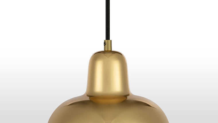 Glitz and Glamour | A glam accent for kitchens, hallways, and more, the Golden Bell Pendant Lamp thrives as a solo performer or in concert as a lighting trio. 
