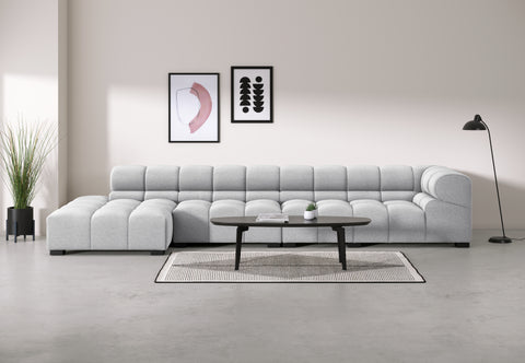 Tufted - Tufted Sectional, Large, Left Chaise, Light Gray Wool