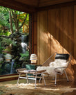 Lounge Chairs Halyard Lounge Chair, Black Premium Leather and Icelandic Sheepskin