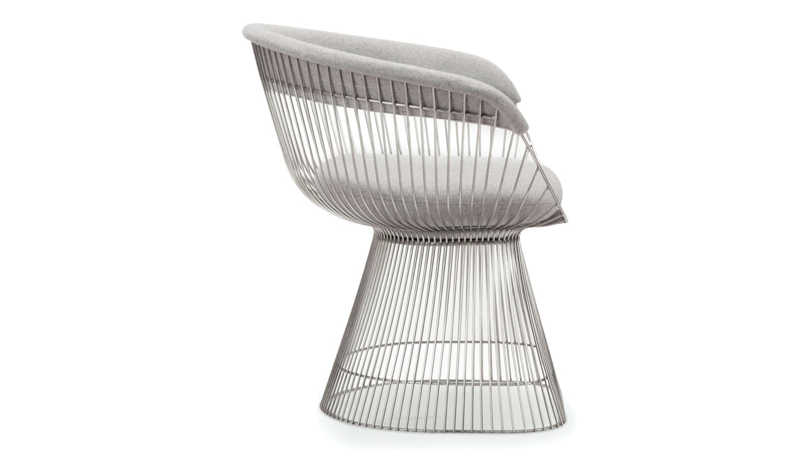 Platner Style Dining - Platner Style Arm Chair, Light Gray Wool