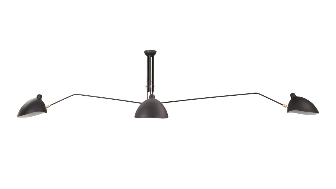 Mouille Ceiling - Mouille Ceiling Light, Three Arms, Black, W98 in