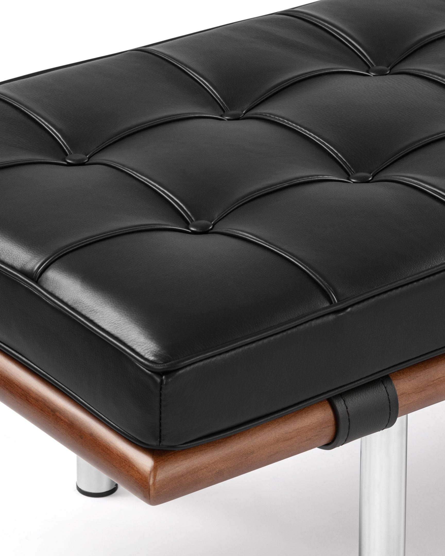 Manhattan Three Seater Bench, Black Premium Leather – Interior Icons