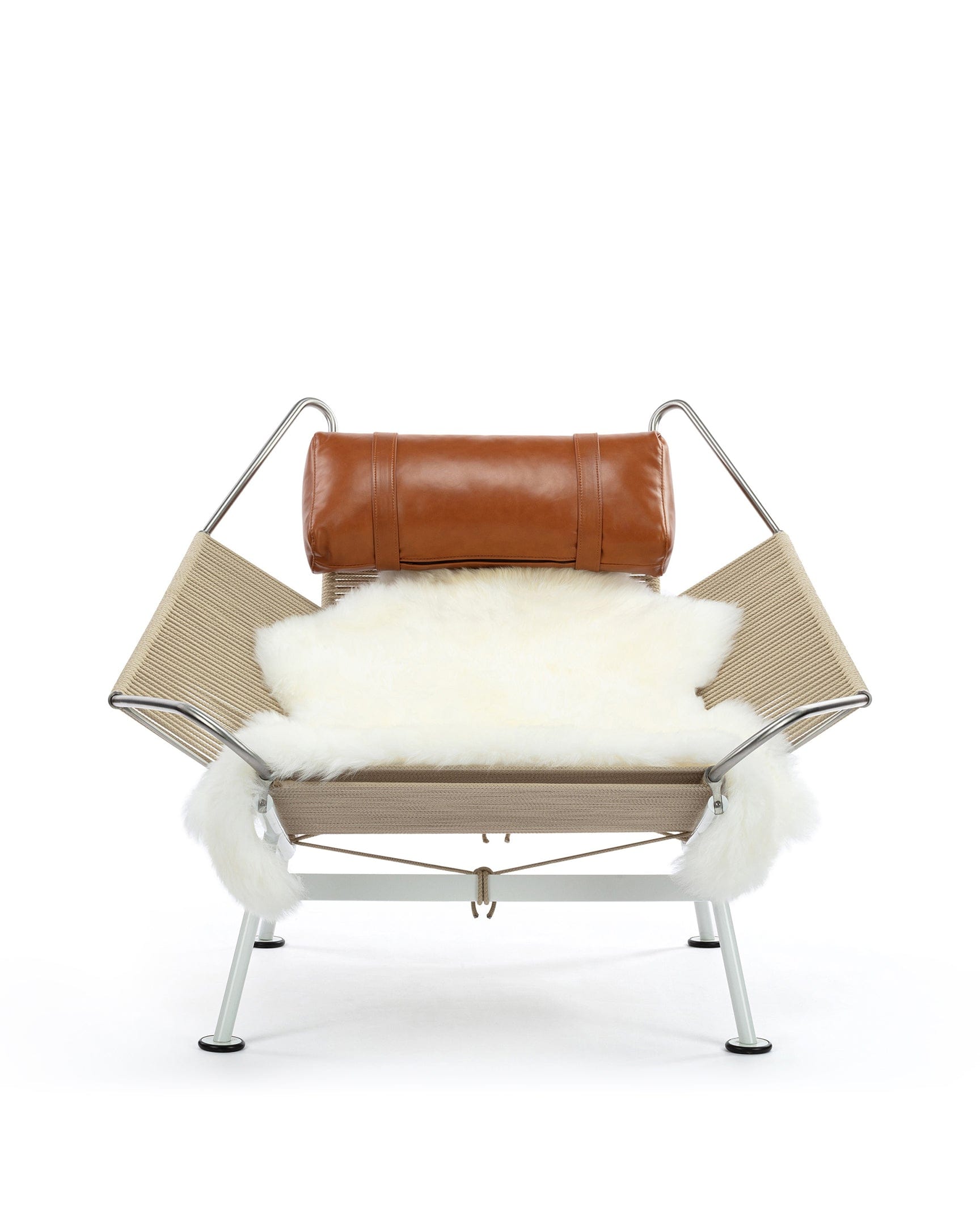 Halyard Lounge Chair, Tan Premium Leather and Icelandic Sheepskin