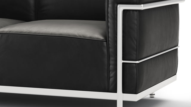 Corbusier Sofa - Corbusier Grand Modele Two Seater Sofa, Midnight Black Premium Leather
