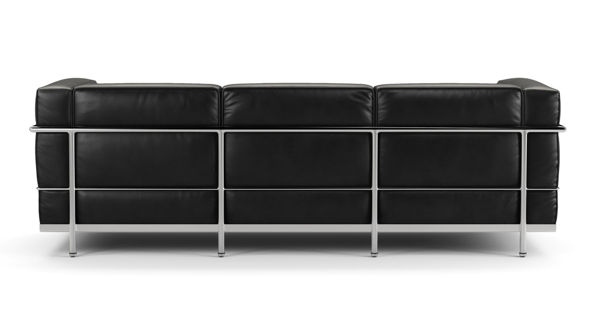 Corbusier Sofa - Corbusier Grand Modele Three Seater Sofa, Midnight Black Premium Leather