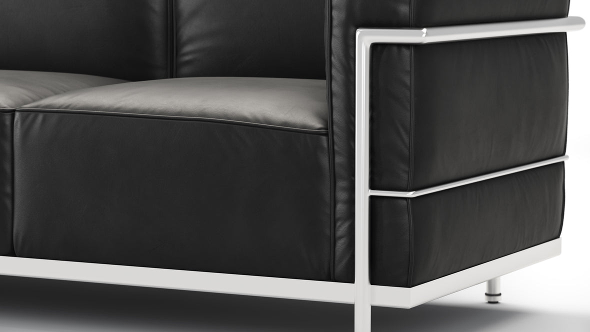 Corbusier - Corbusier Grand Modele Three Seater Sofa, Midnight Black Premium Leather