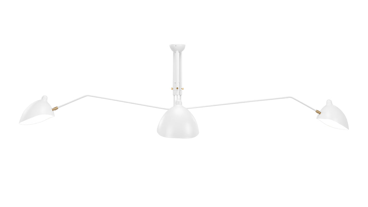 Mouille Ceiling - Mouille Ceiling Light, Three Arms, White, W98 in