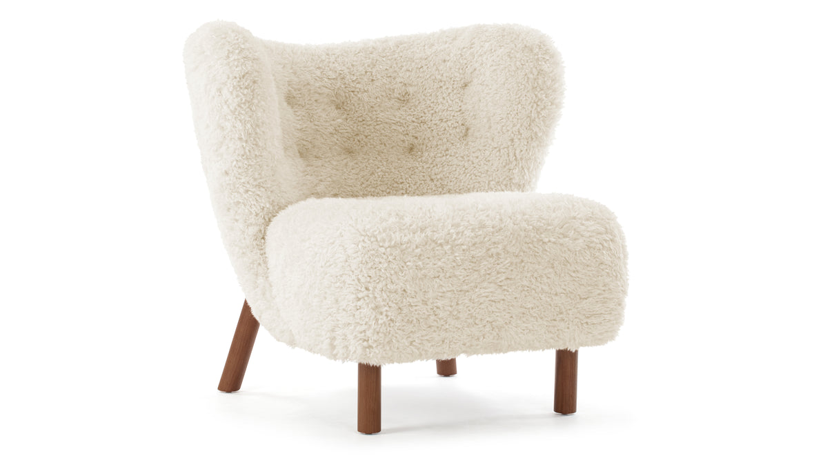 Petra Chair, White Long Hair Sherpa and Walnut | Interior Icons