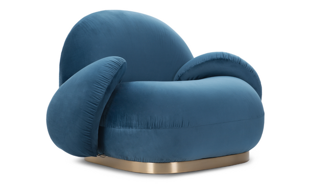Paulin Chair - The Paulin Lounge Armchair, Aegean Blue Velvet