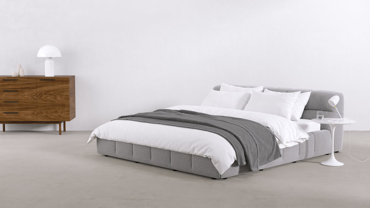 Tufted - Tufted Bed, King Size, Light Gray Wool