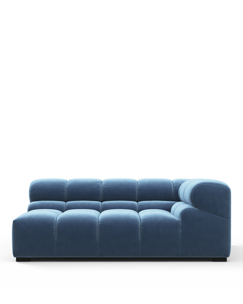 Tufty Module, Extra Large Right Corner, Aegean Blue Velvet – Interior Icons