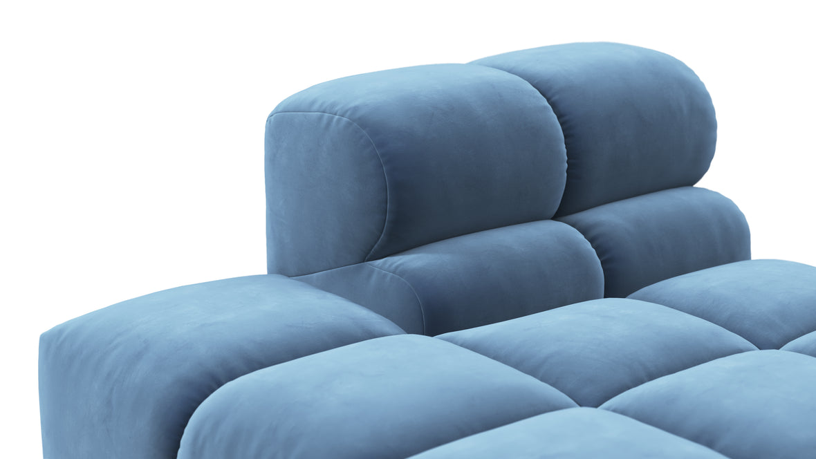 Tufted - Tufted Module, Left Chaise, Armless, Aegean Blue Velvet