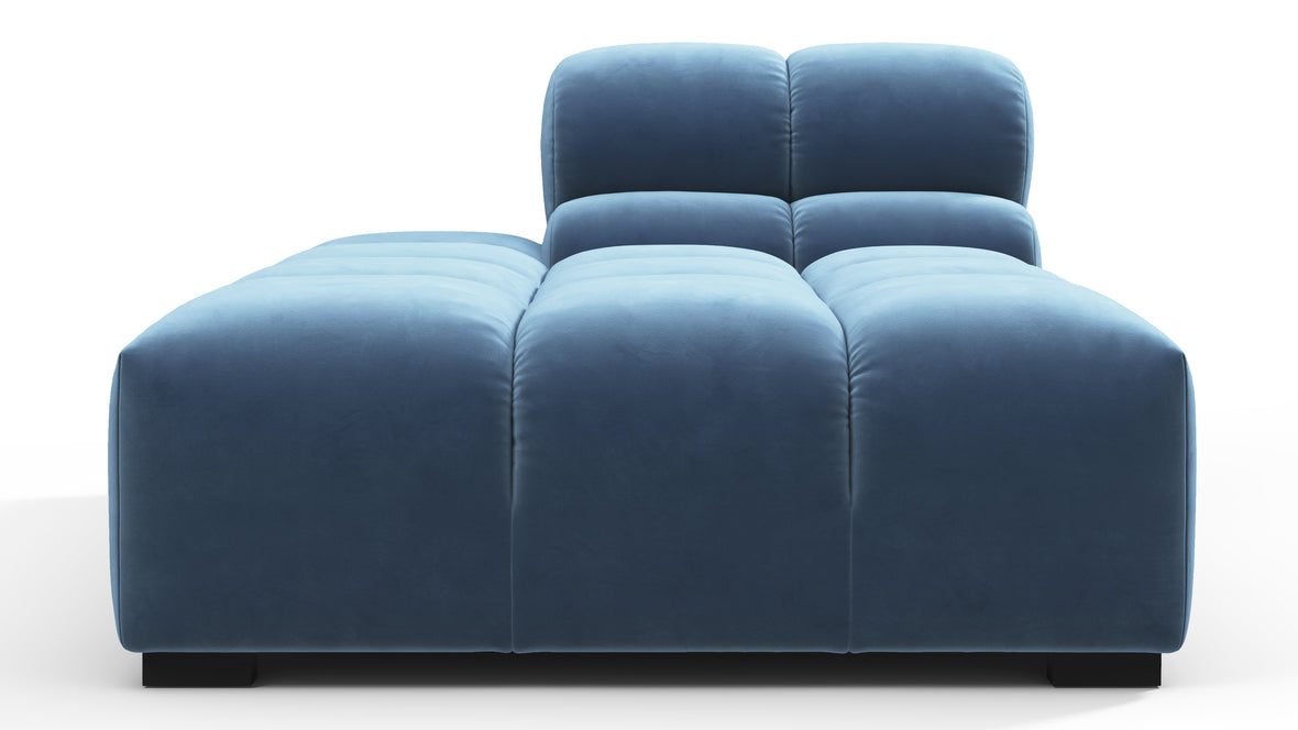 Tufted - Tufted Module, Left Chaise, Armless, Aegean Blue Velvet