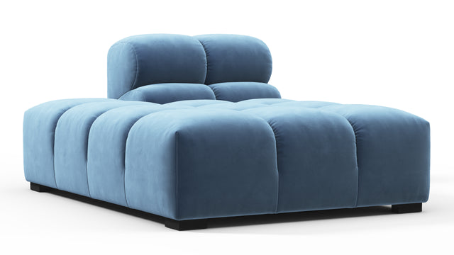 Tufted - Tufted Module, Left Chaise, Armless, Aegean Blue Velvet