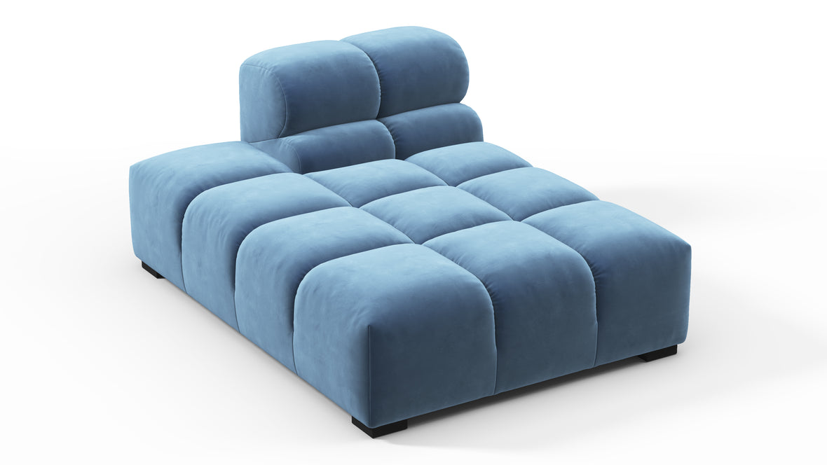 Tufted - Tufted Module, Left Chaise, Armless, Aegean Blue Velvet