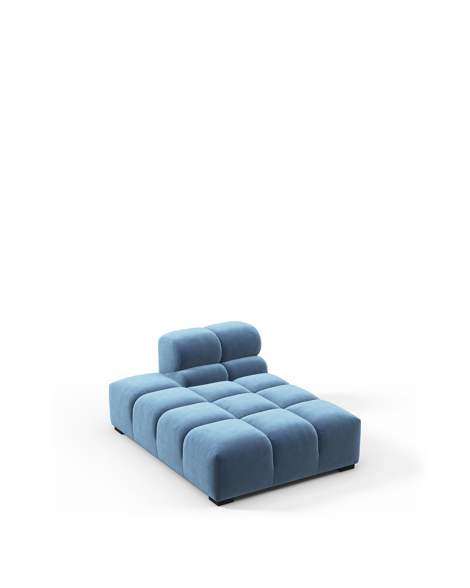 Tufty Module, Left Chaise, Armless, Aegean Blue Velvet – Interior Icons