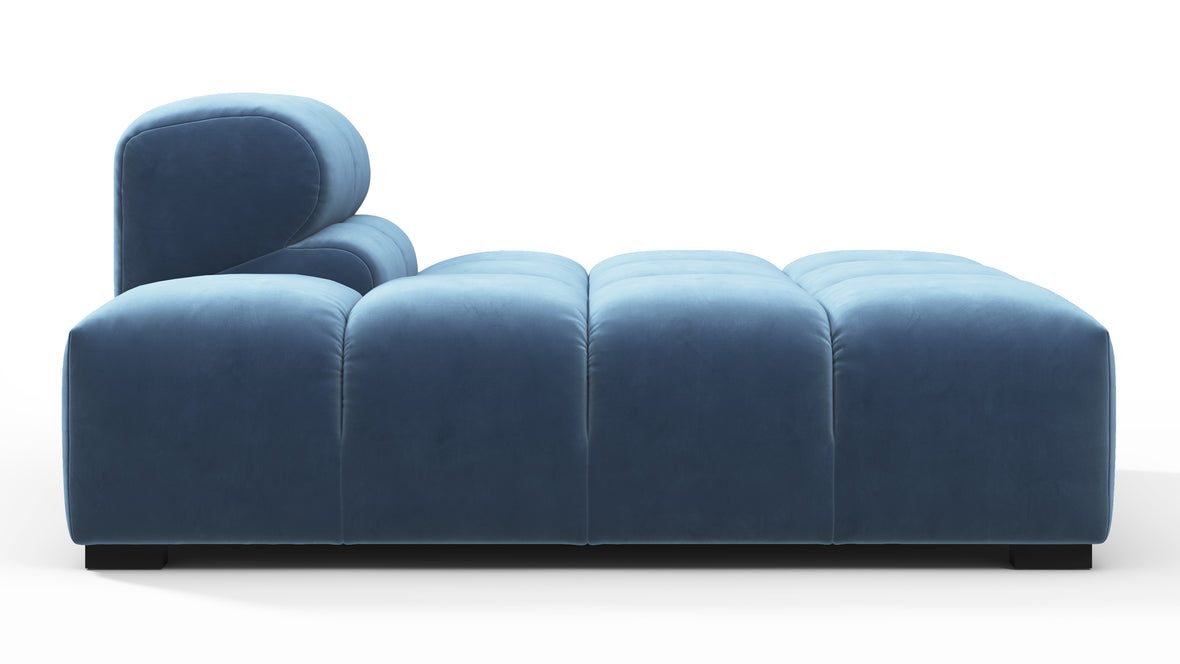 Tufted - Tufted Module, Left Chaise, Armless, Aegean Blue Velvet