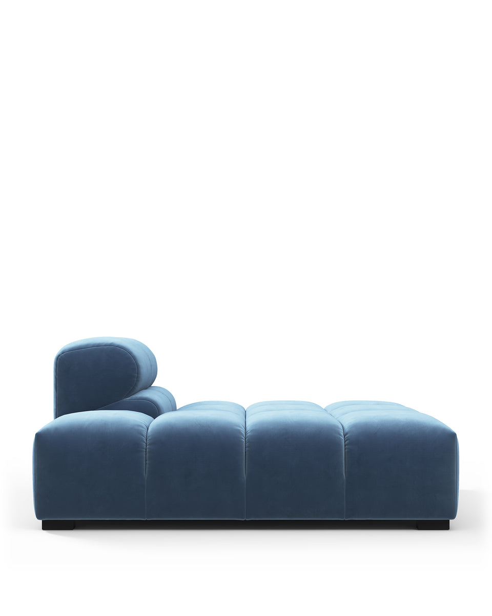 Tufty Module, Left Chaise, Armless, Aegean Blue Velvet – Interior Icons