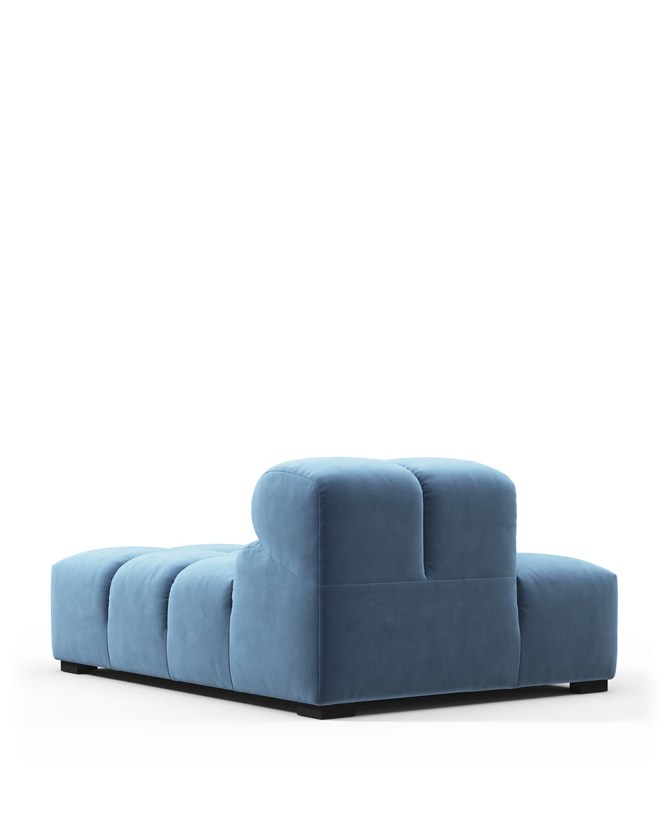 Tufty Module, Left Chaise, Armless, Aegean Blue Velvet – Interior Icons