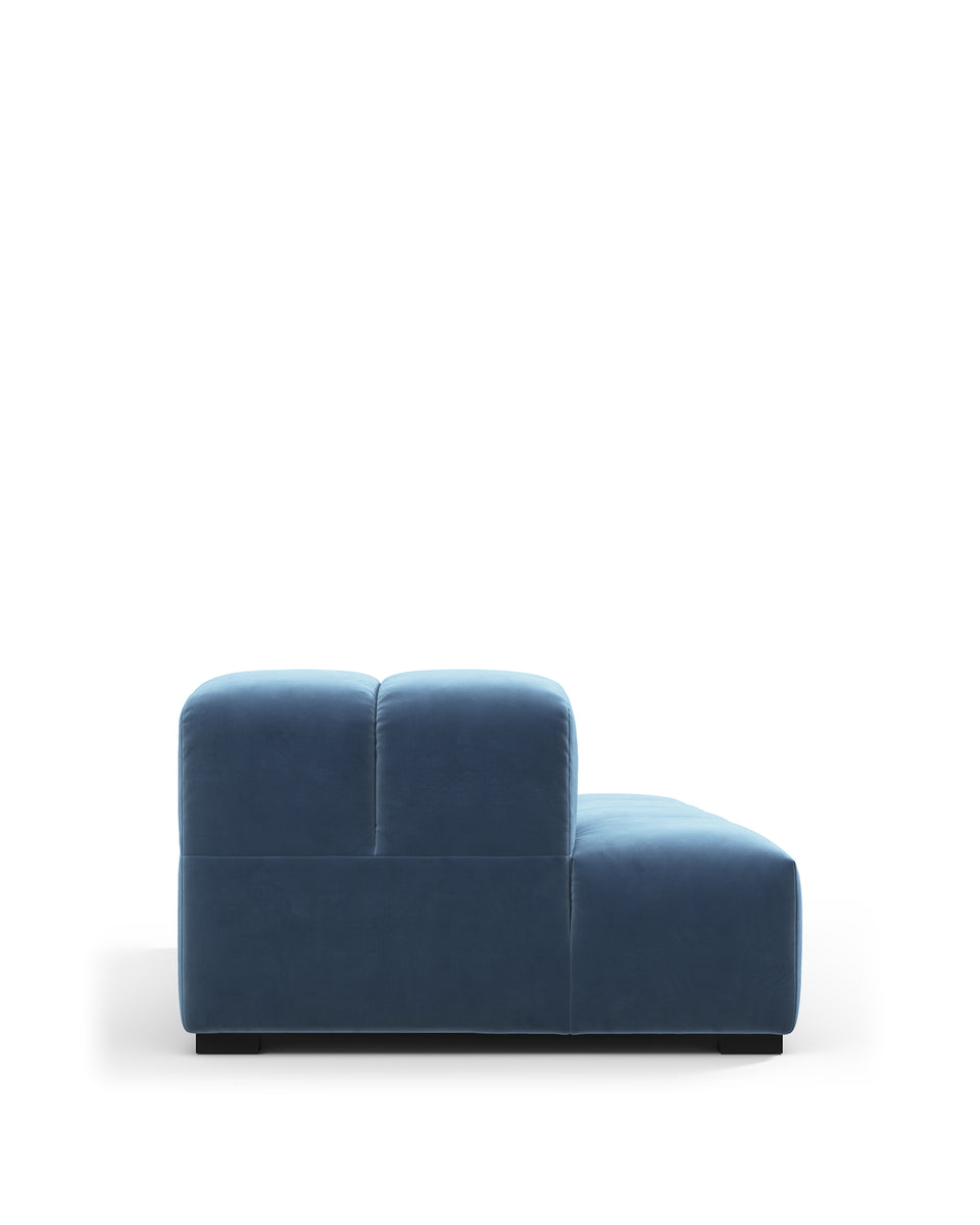 Tufty Module, Left Chaise, Armless, Aegean Blue Velvet – Interior Icons