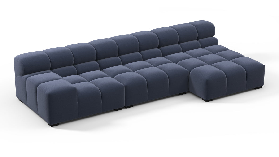 Tufted - Tufted Sectional, Small, Right Chaise, Royal Blue Wool