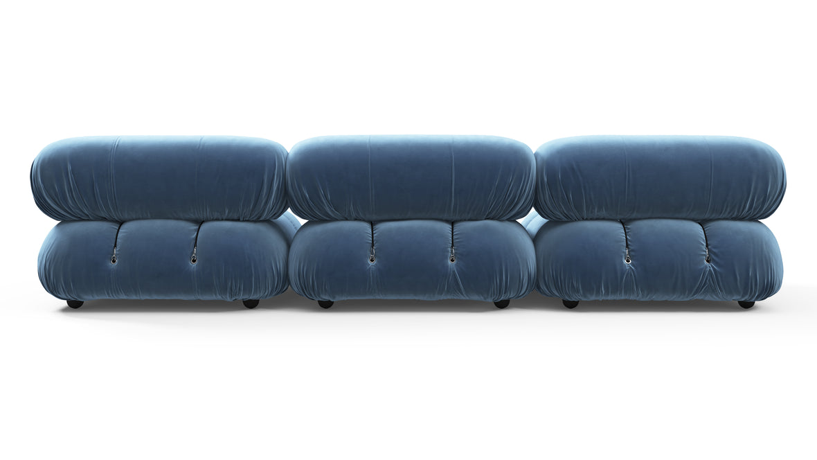 Belia - Belia Three Seater Sofa, Aegean Blue Velvet