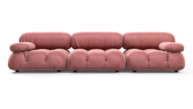 Belia Sofa - Belia Three Seater Sofa, Blush Pink Velvet