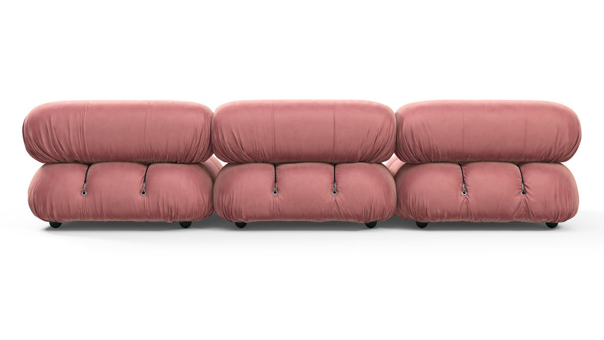 Belia Sofa - Belia Three Seater Sofa, Blush Pink Velvet