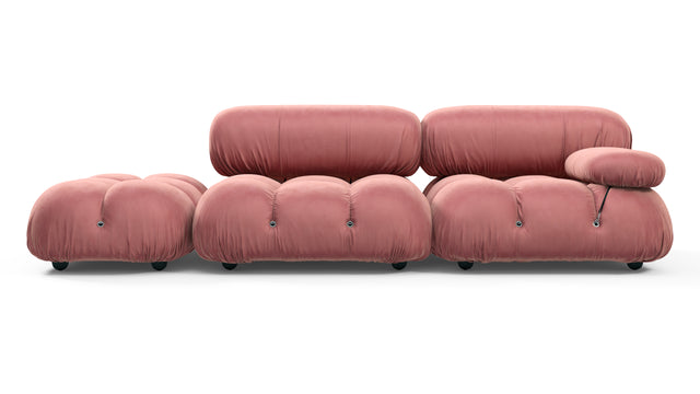 Belia - Belia Open End Sofa, Left, Blush Pink Velvet