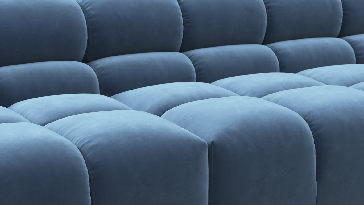 Tufted - Tufted Sectional, Large, Left Chaise, Aegean Blue Velvet