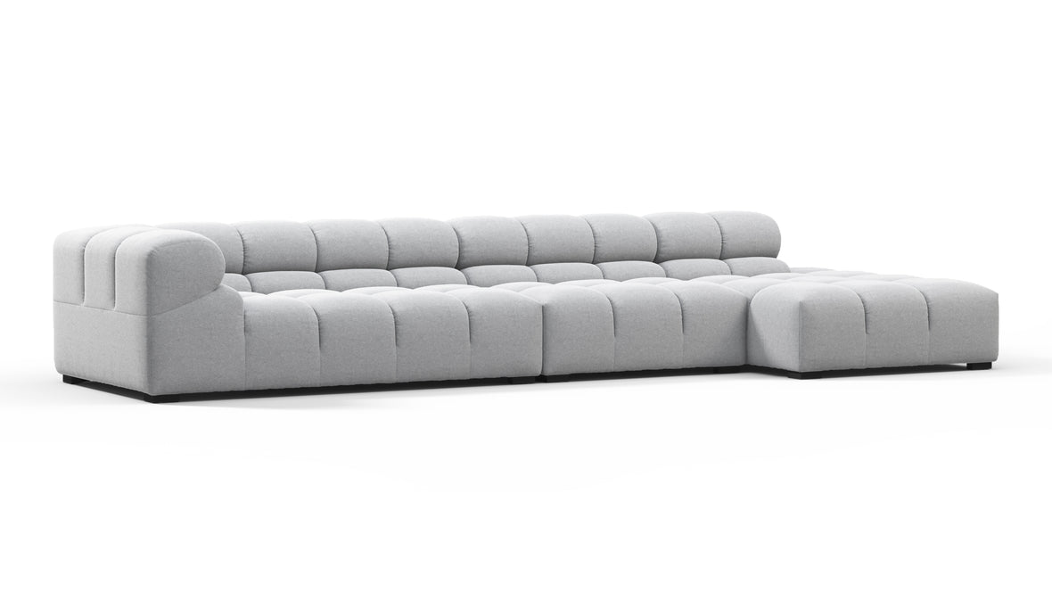 Tufted - Tufted Sectional, Large, Right Chaise, Light Gray Wool