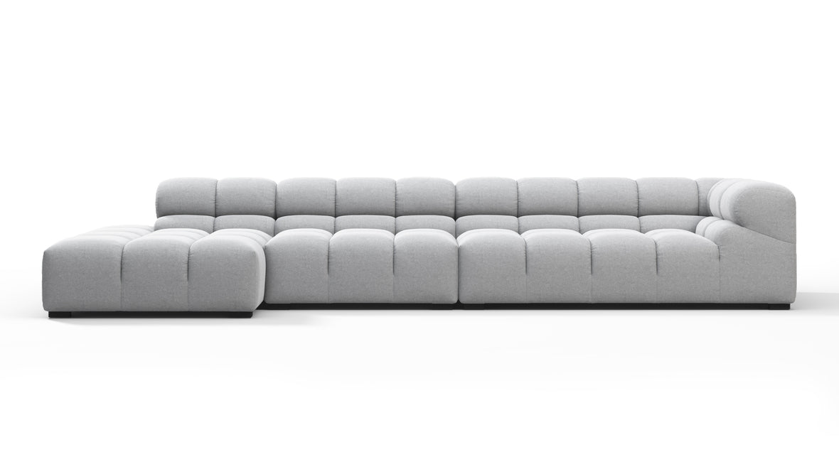 Tufted - Tufted Sectional, Large, Left Chaise, Light Gray Wool