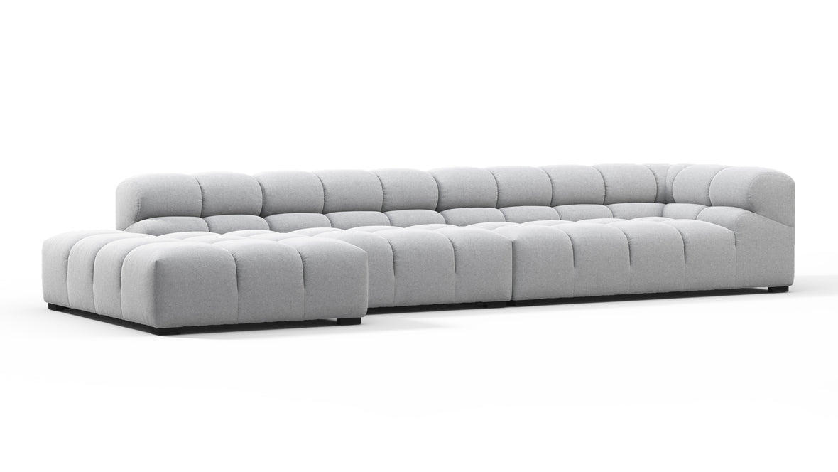 Tufted - Tufted Sectional, Large, Left Chaise, Light Gray Wool