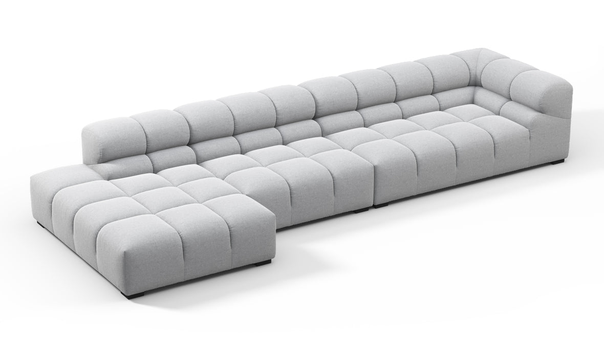 Tufted - Tufted Sectional, Large, Left Chaise, Light Gray Wool